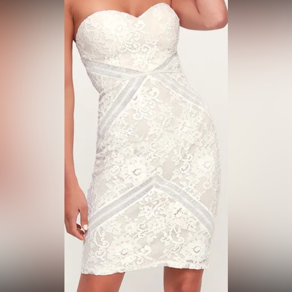 Lulu strapless sweetheart dress lace dress lined with nude - Picture 1 of 10